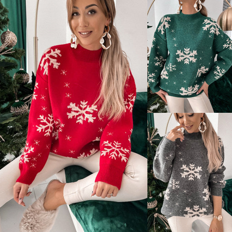 Damen Weihnachts Pullover mit Schneeflocken