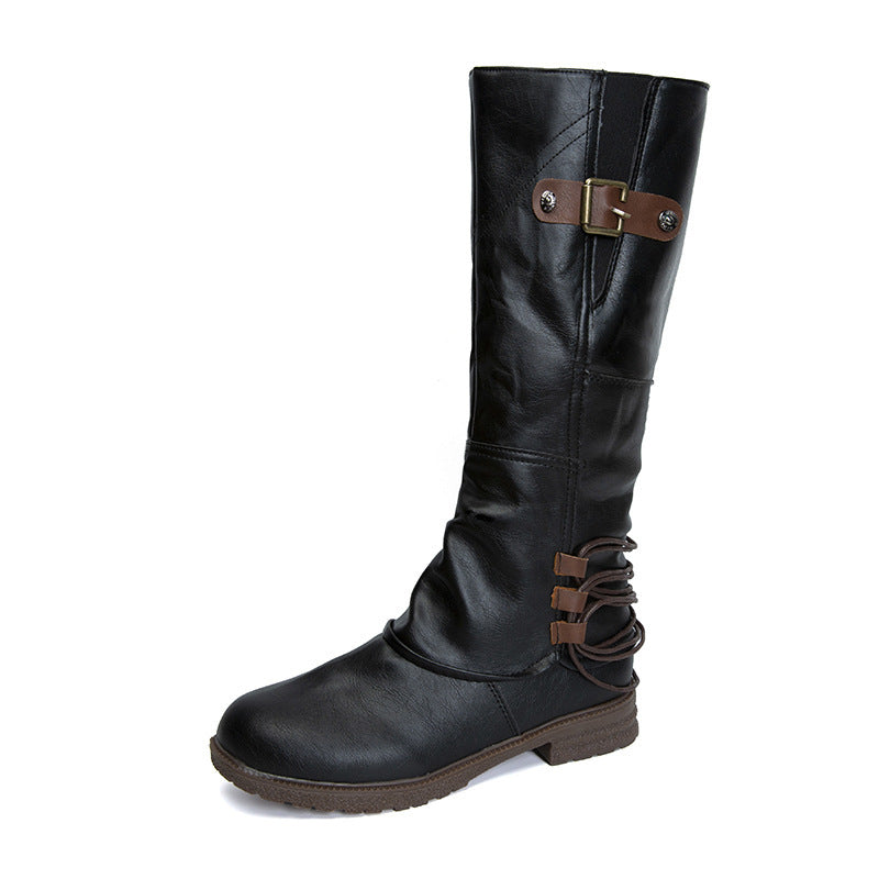 Damen Mode Leder Stiefel