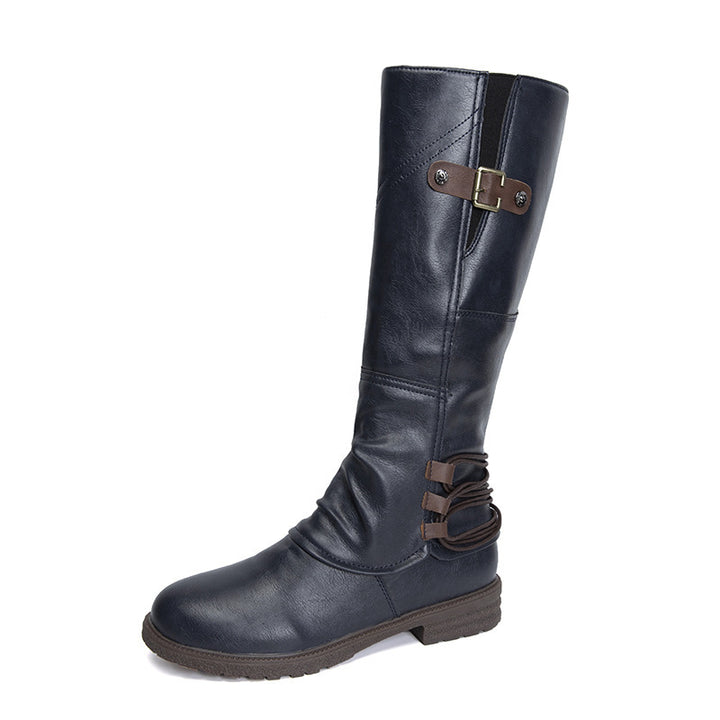 Damen Mode Leder Stiefel