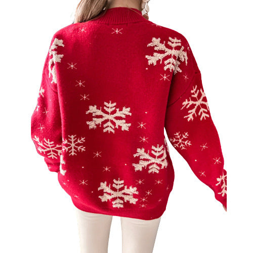 Damen Weihnachts Pullover mit Schneeflocken