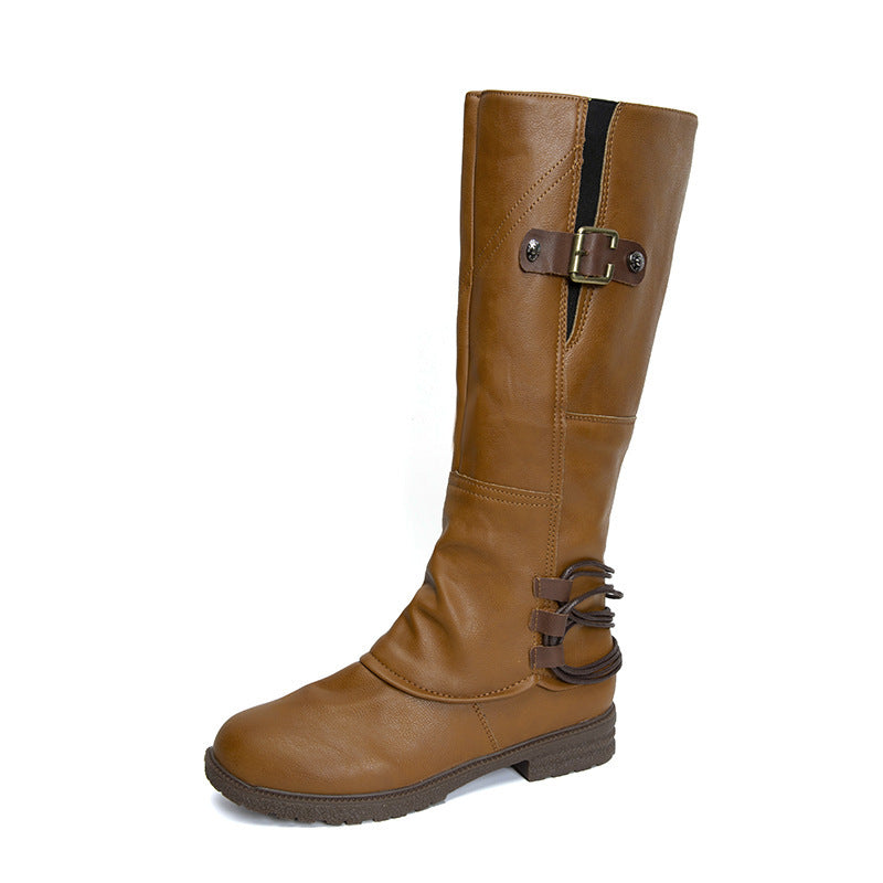 Damen Mode Leder Stiefel