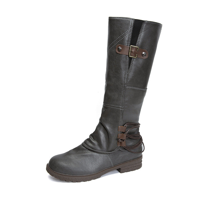 Damen Mode Leder Stiefel