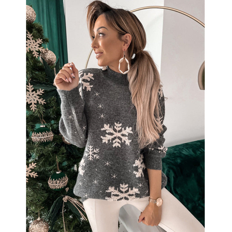 Damen Weihnachts Pullover mit Schneeflocken